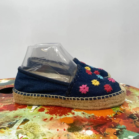 Jack Rogers 1960‎ Espadrille Loafer Flats Womens Size 8M Blue Floral Canvas Slip - Picture 2 of 12
